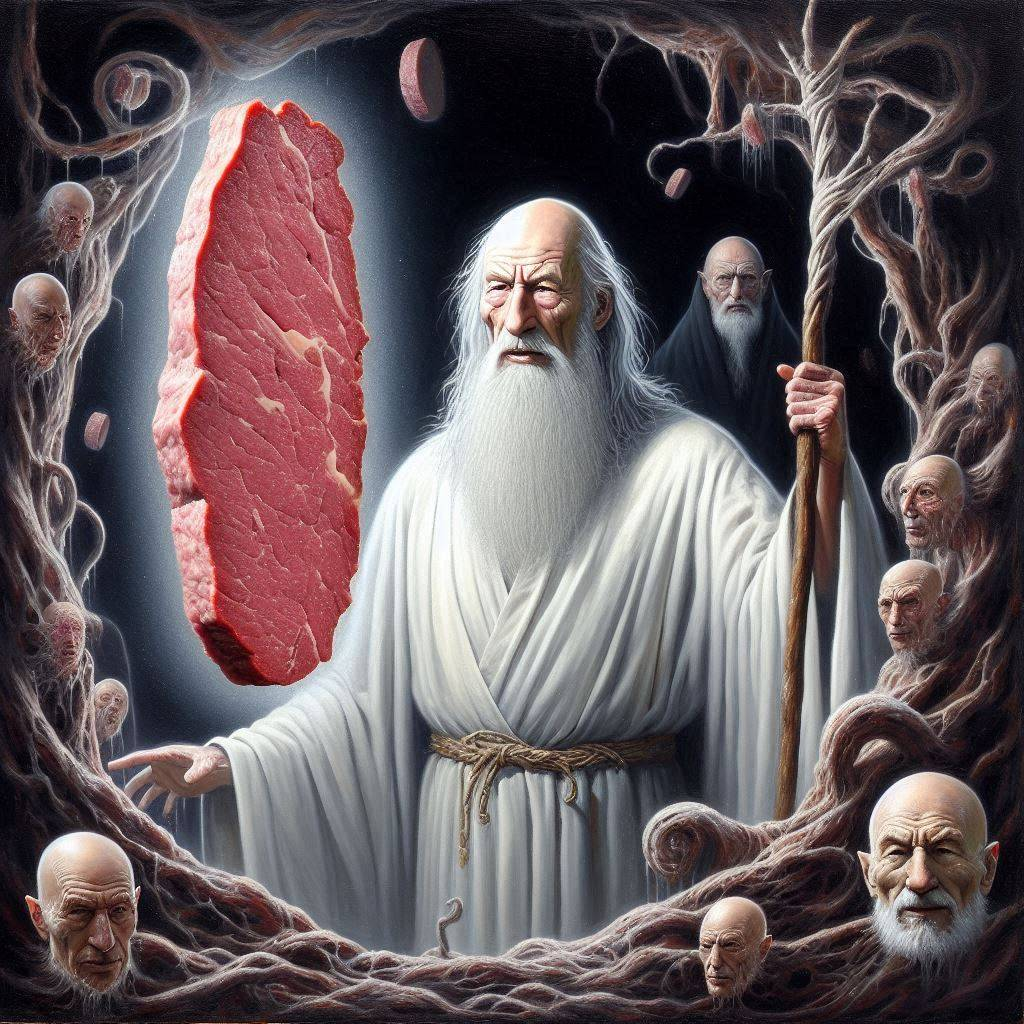 GOD SERVING MEAT ON A PLATTER OF SOULS