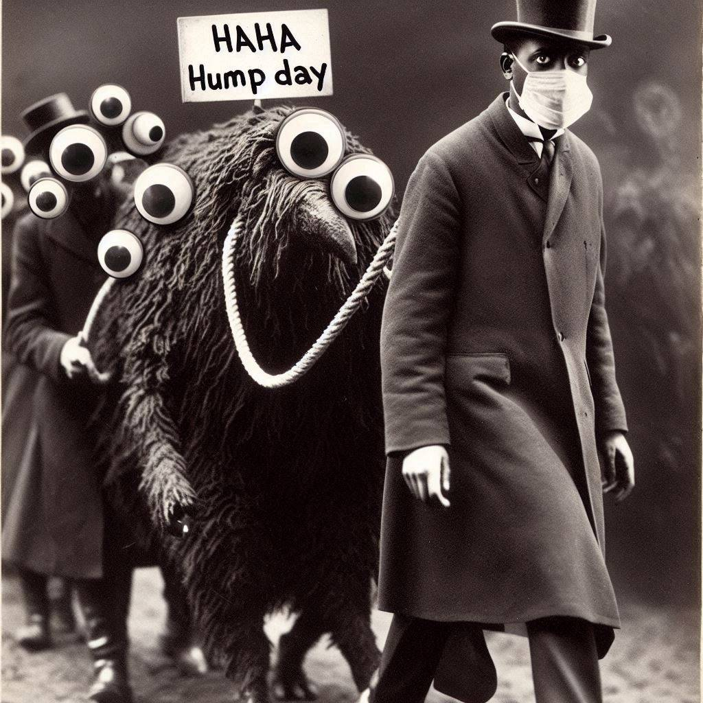 MONSTERS MARCHING WITH EYES ON STICKS