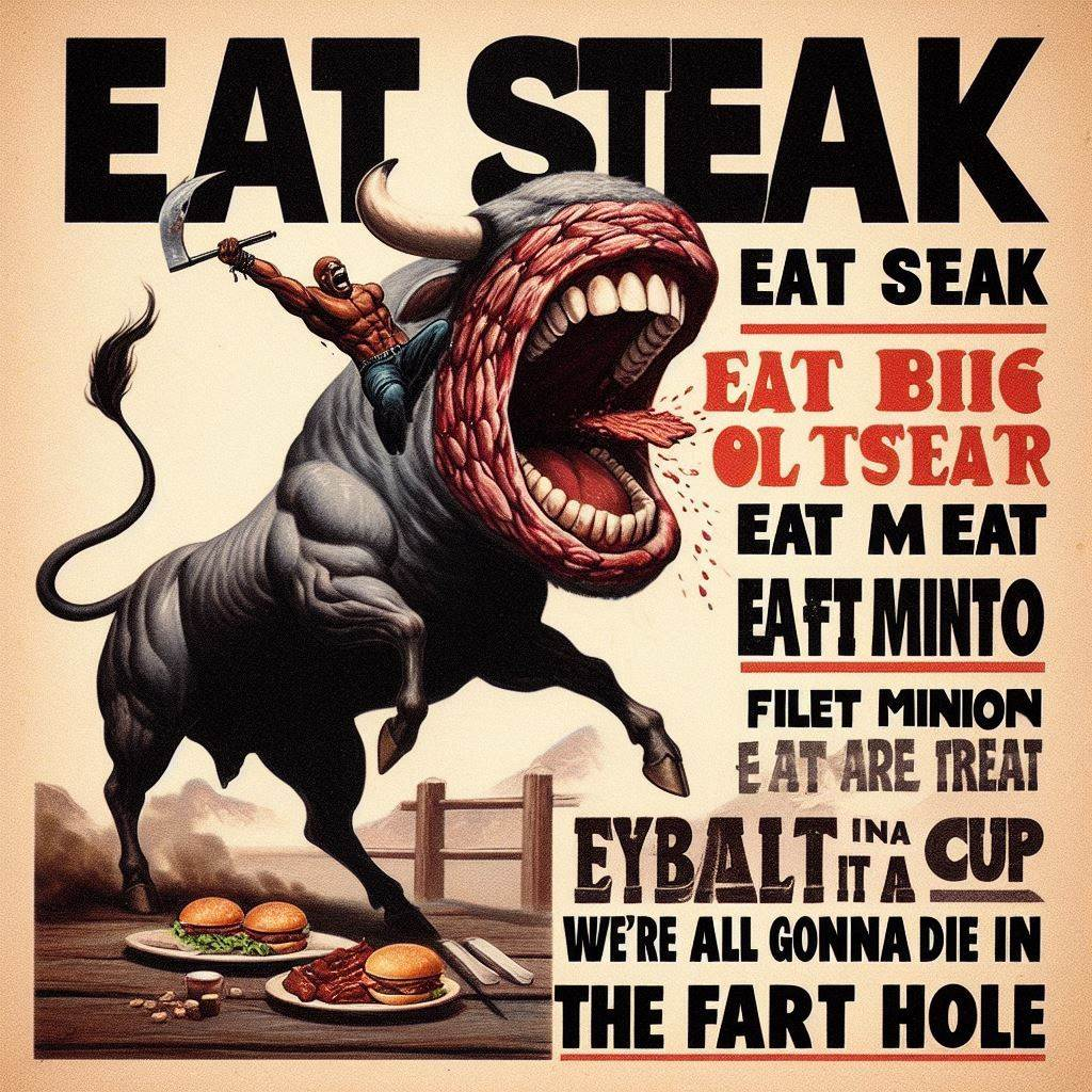 BULLS SHOVING MEAT INTO YOUR FACE HOLE