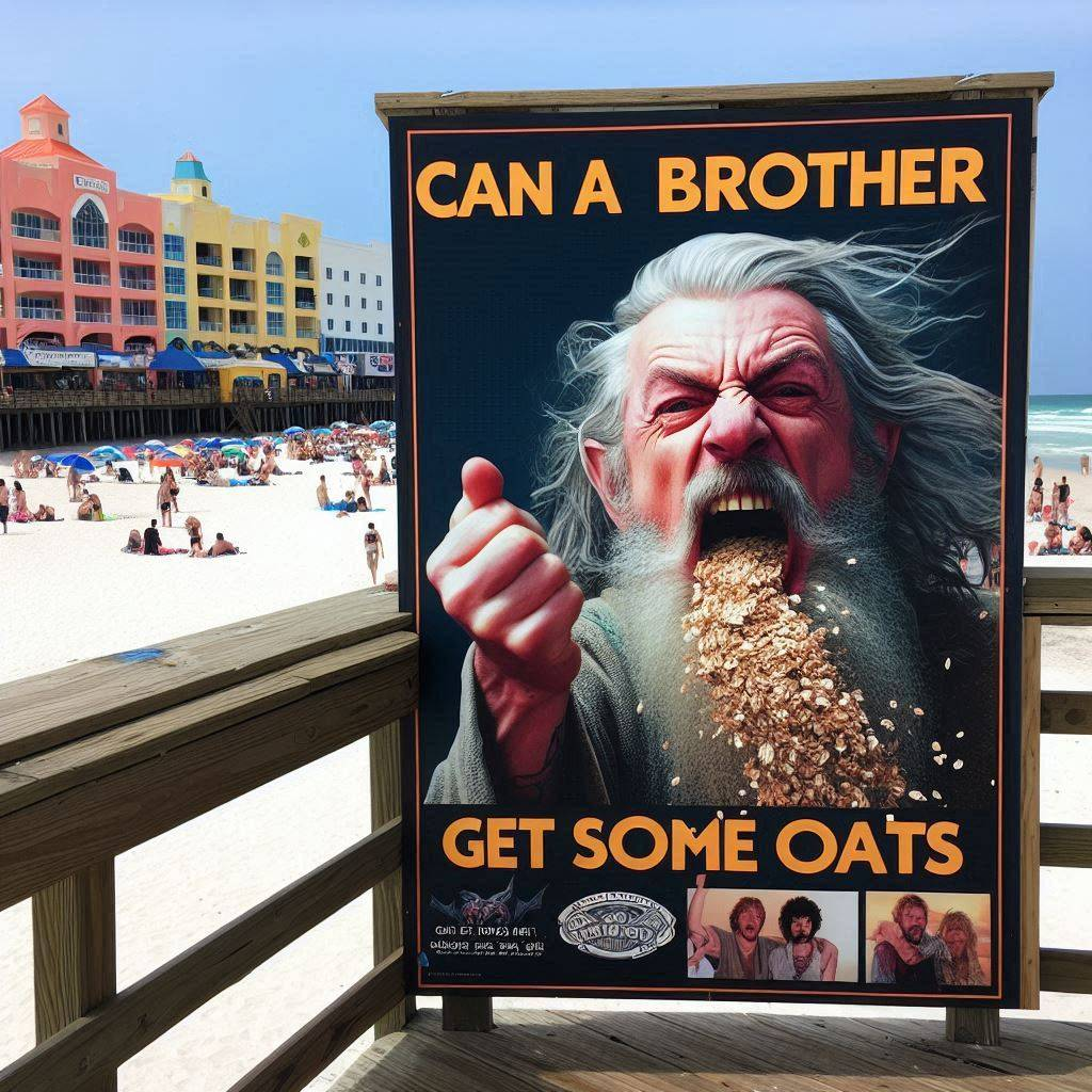 OLD MAN SPITTING OATS LIKE A FURIOUS GOD