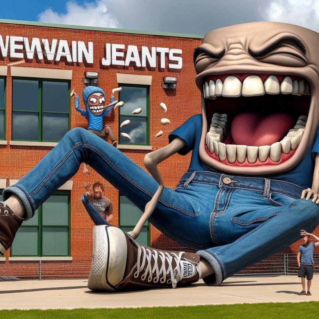 MONSTER JEANS SPITTING OUT LAUGHTER AND TEARS