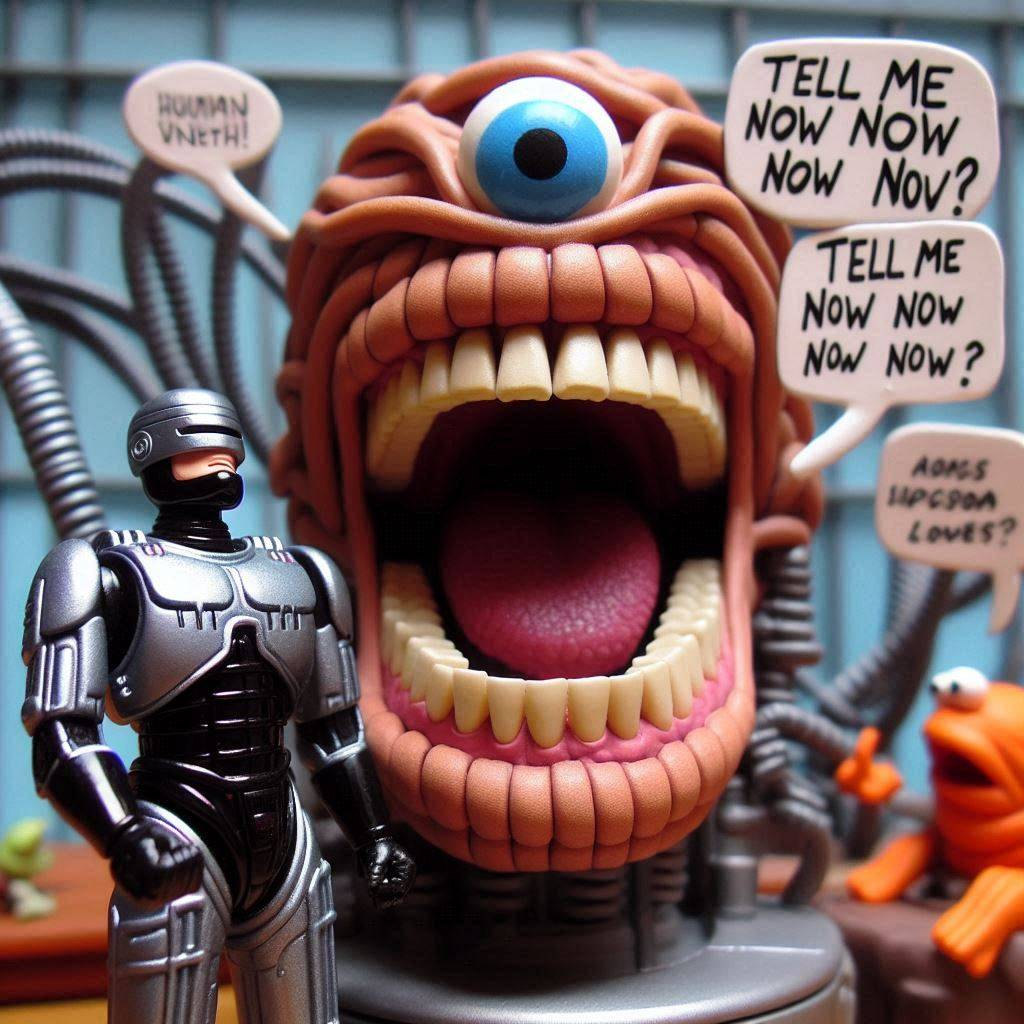 ROBOTIC MONSTER SPITTING OUT HUMANITY'S GUTS