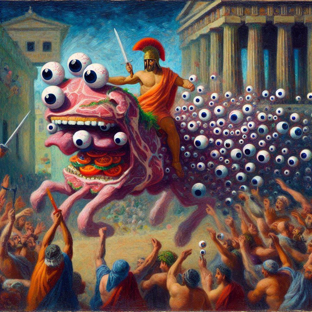 MEAT MONSTER RIDING A WAVE OF EYES
