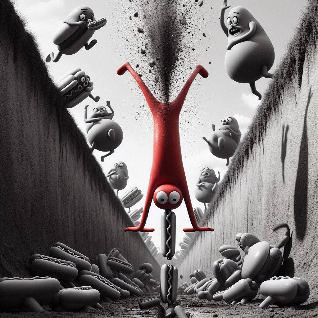 HOT DOGS SHITTING OUT CHAOS IN A FUNHOUSE