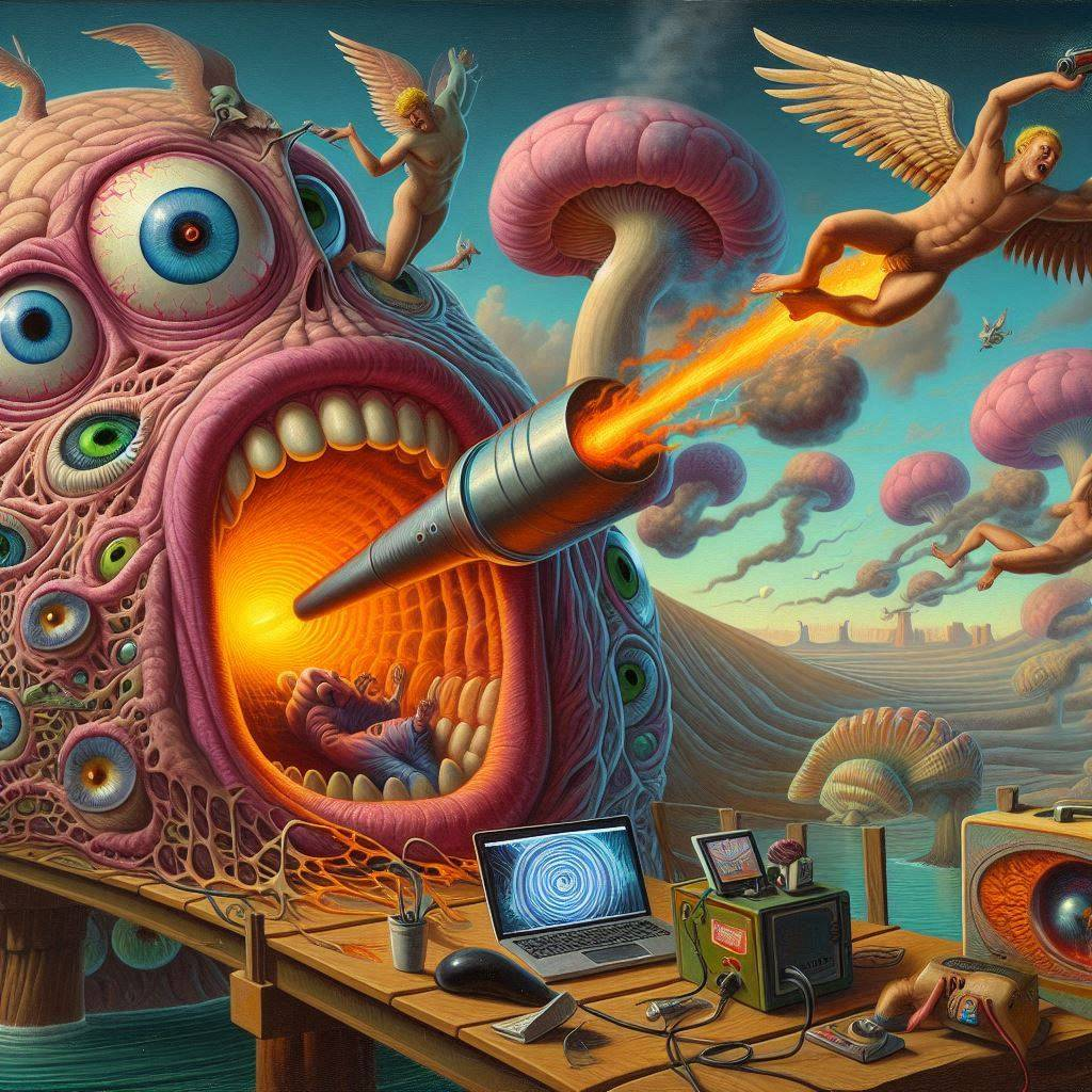 MONSTER GOBBLING TECHNOLOGY'S SOUL WITH FIRE