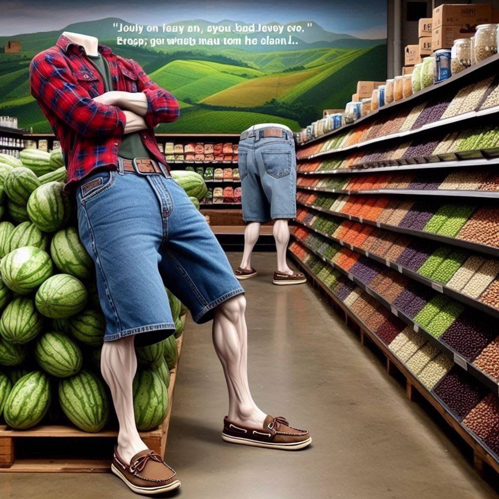 HEADLESS BODIES FLEXING IN A FRUIT FRENZY