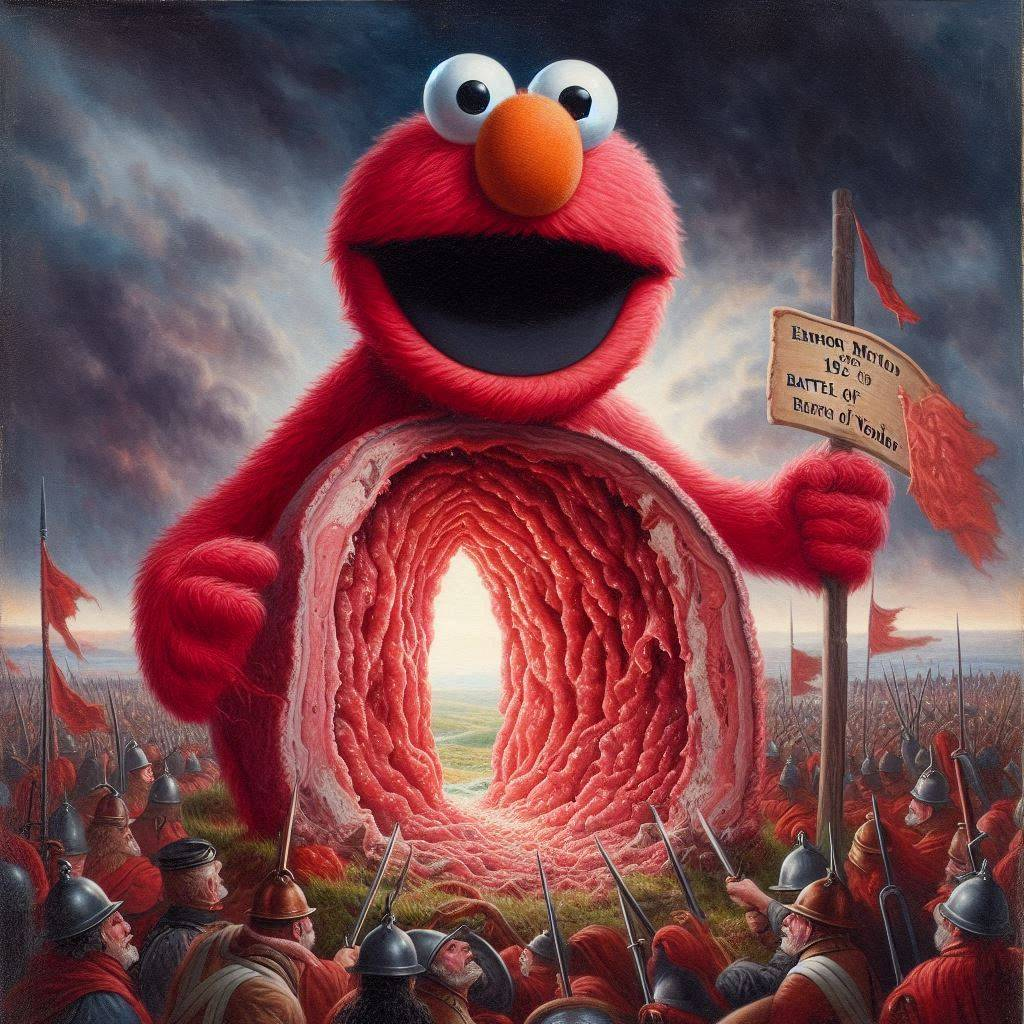 ELMO'S MEATY GUTS SPILLING WAR ON THE LAND