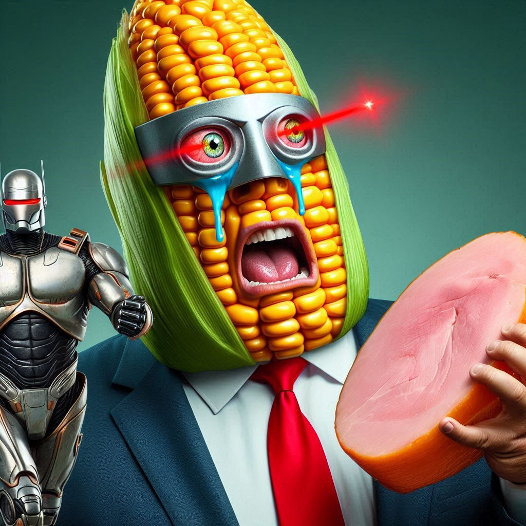 CORN HEAD SCREAMING FOR MEAT'S SWEET EMBRACE
