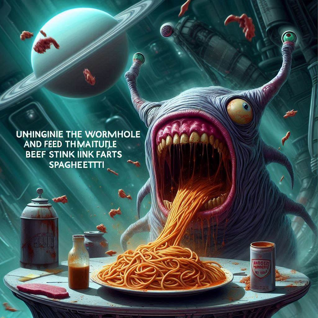SPAGHETTI VOMITING INTO A COSMIC ABYSS