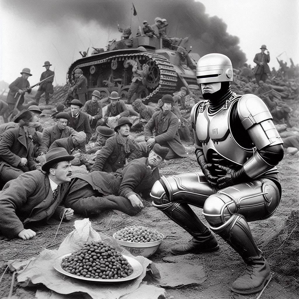 ROBOT CRAPPING ON HUMANITY'S LAST STAND