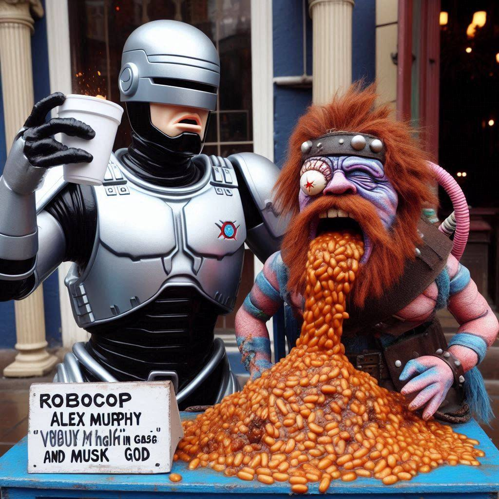ROBOCOP CHUGGING BEANS LIKE A SICK CARNIVAL