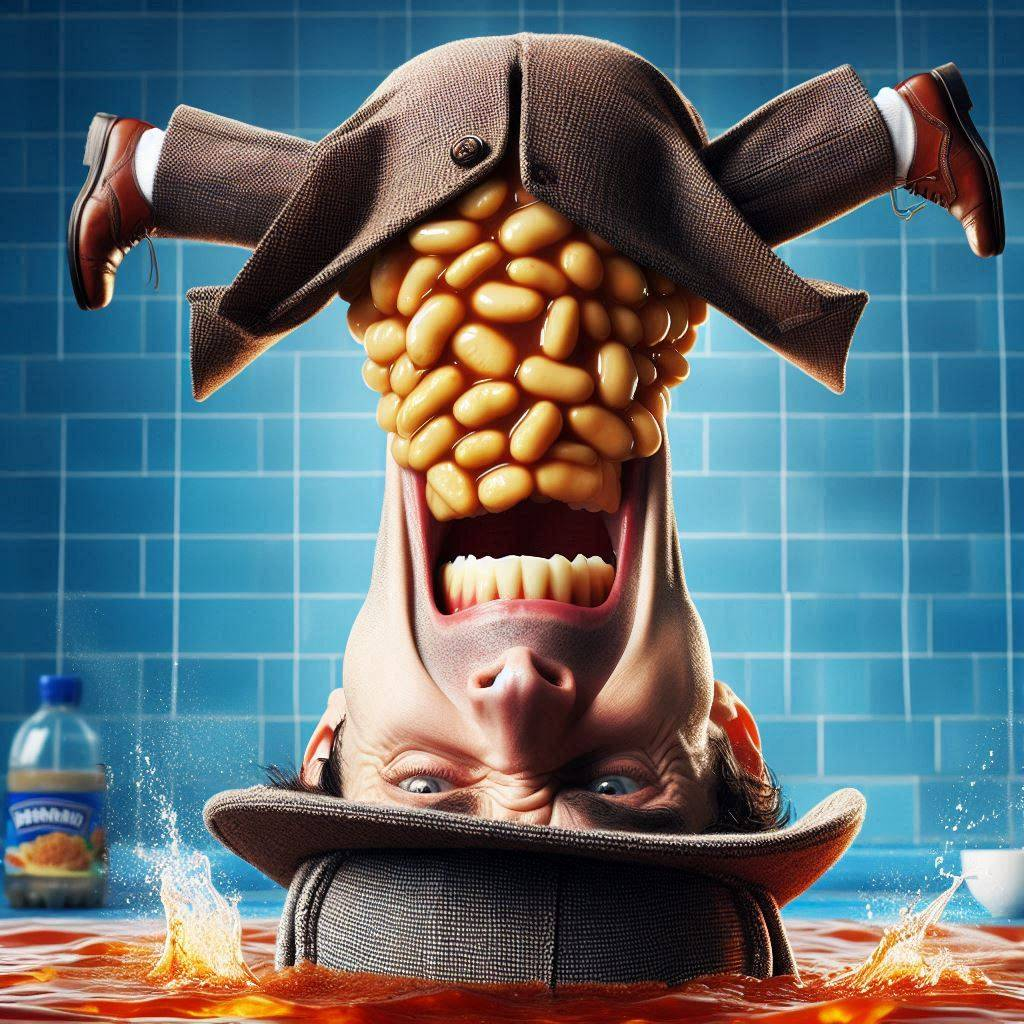 MAN SPITTING BEANS LIKE A FOUNTAIN OF FURY