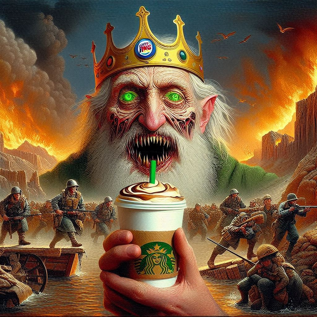 KING OF CARNAGE SIPPING ON DEATH'S MILKSHAKE