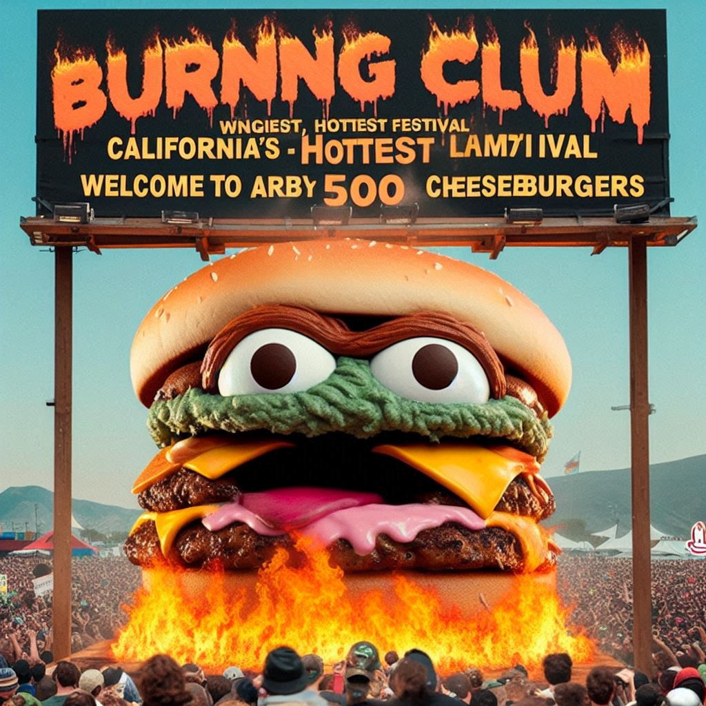 BURGER MONSTER SHITTING FLAMES ON FLESHY FANS