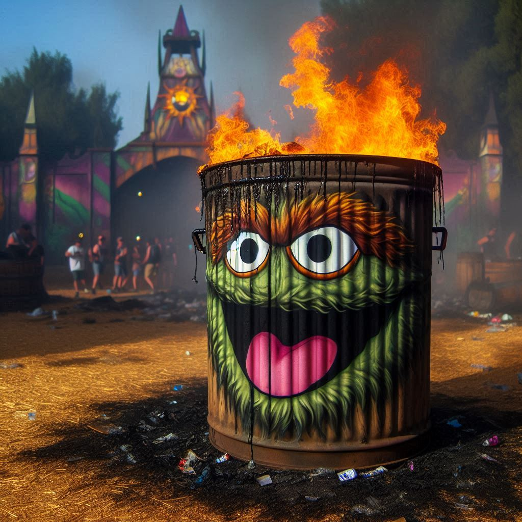 TRASH CAN SPITTING FIRE LIKE A DRAGON'S ASS