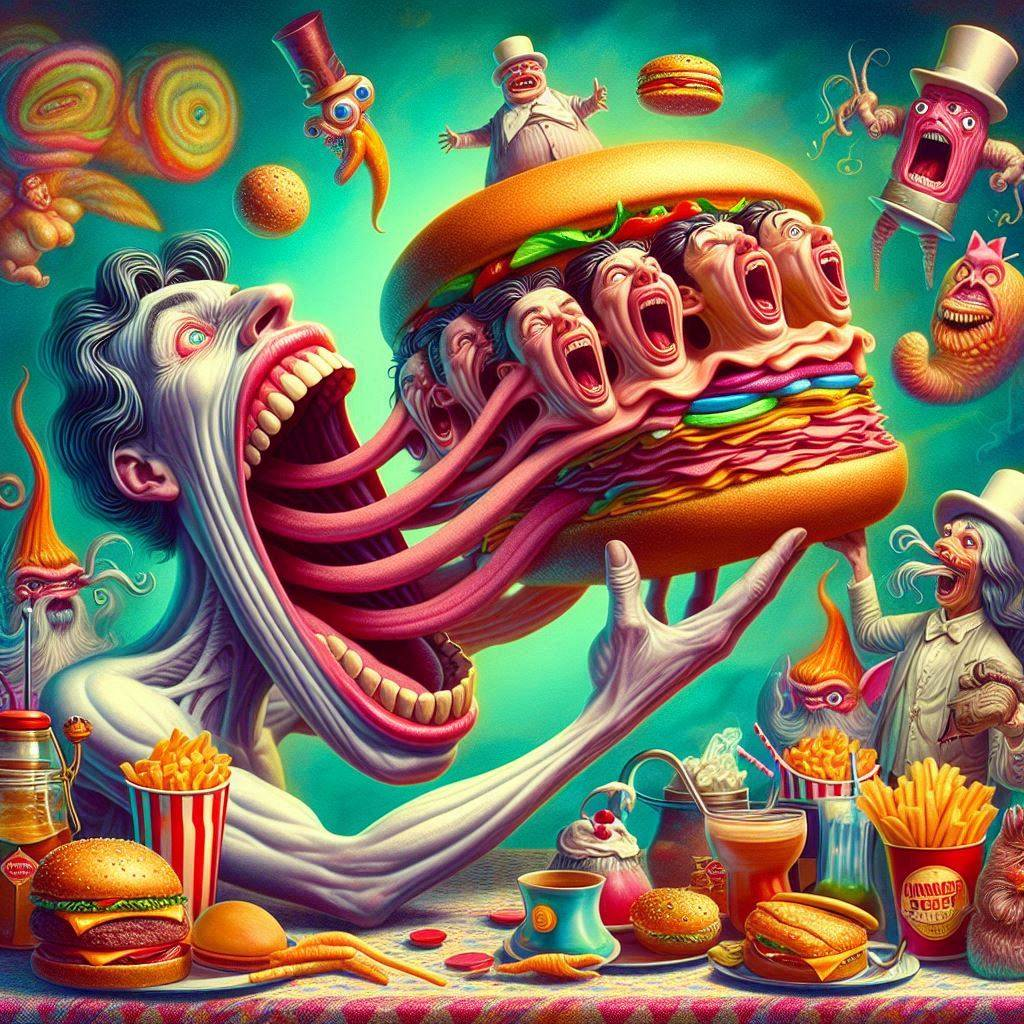 HUMAN MEAT SLURPING ON A BURGER'S SOUL
