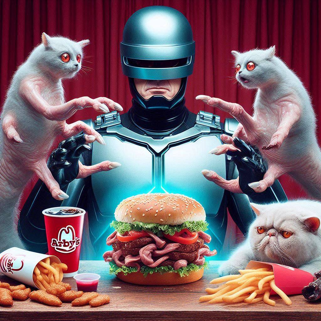 ROBOTIC CATS SERVING MEATY NIGHTMARES