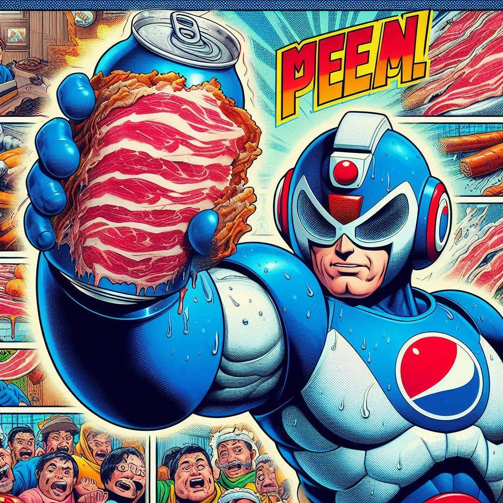 SODA CAN SHOVING MEAT INTO FACES