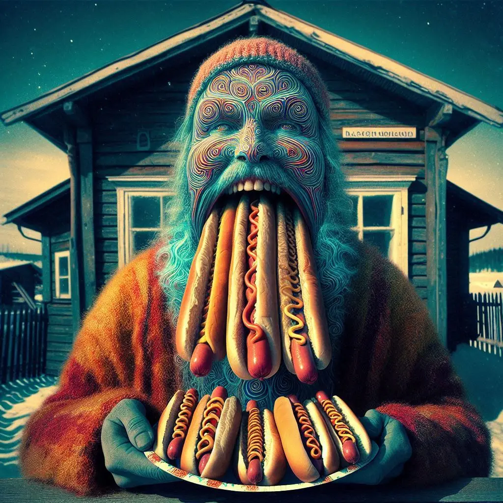 MAN EATING HOT DOGS LIKE A GLUTTONOUS BEAST