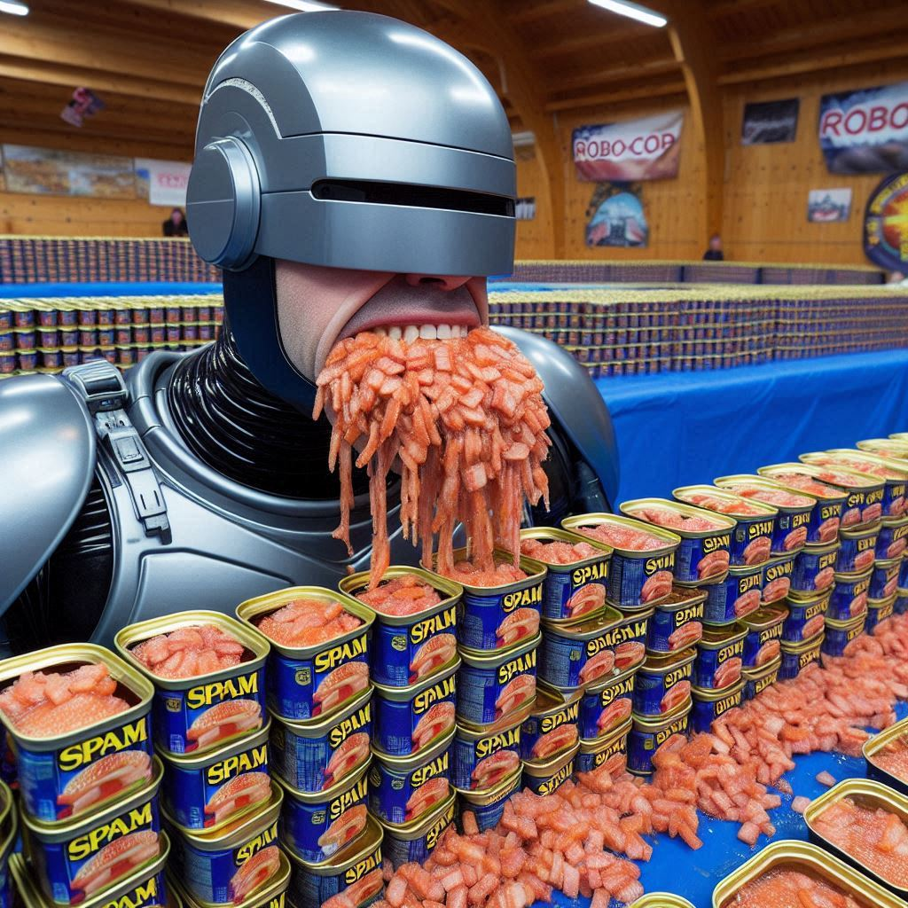ROBOT BARFING CANNED MEAT LIKE A CHAMP