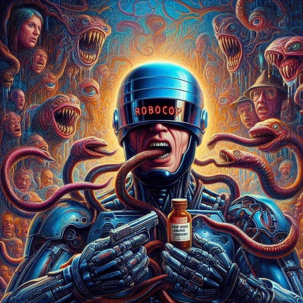 ROBOCOP CHOKING ON HIS OWN NIGHTMARES