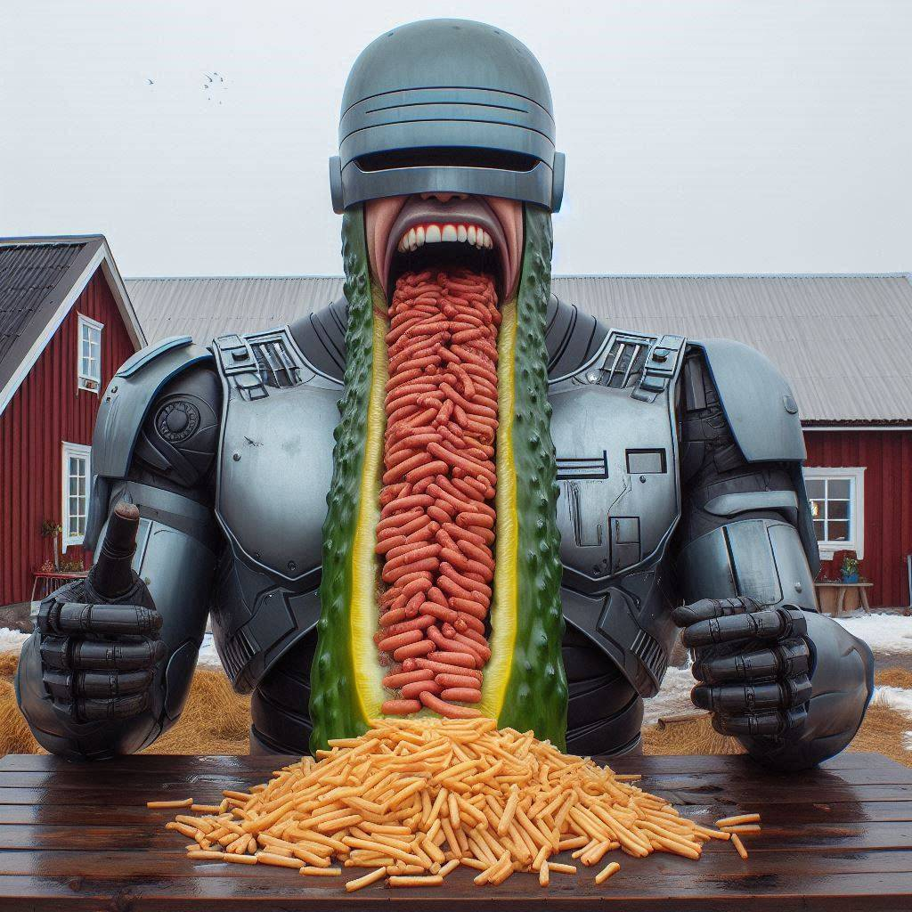 ROBOT VOMITING GUTS ON A PASTA MOUNTAIN