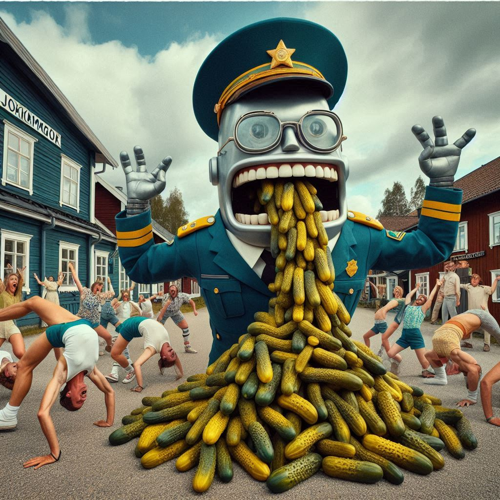 PICKLES GUSHING FROM A COP'S GUT