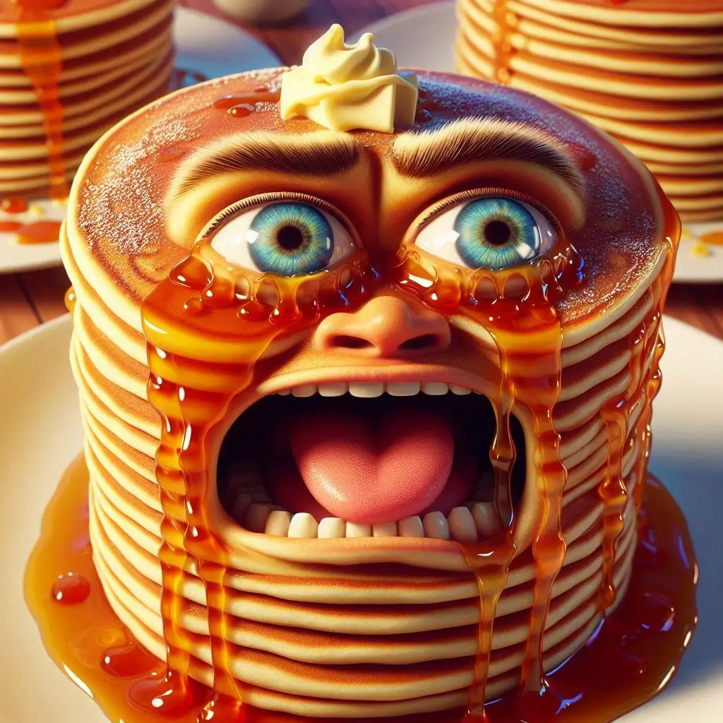 PANCAKES SCREAMING FOR SYRUP'S SWEET VIOLENCE