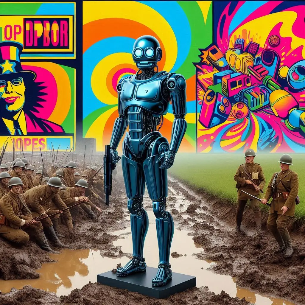 ROBOTIC NIGHTMARE IN A MUDDY WAR ZONE