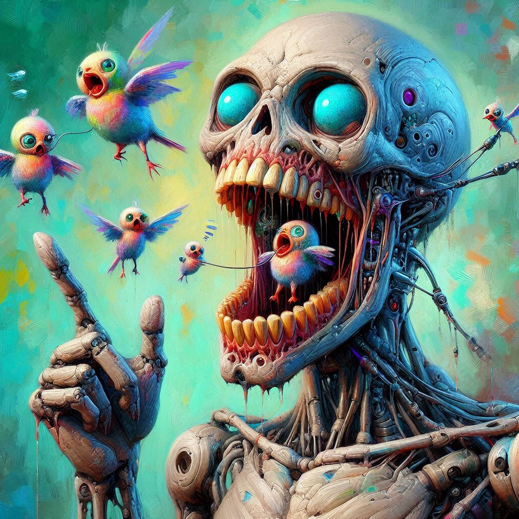 SKULLS SPITTING BIRDS INTO THE VOID