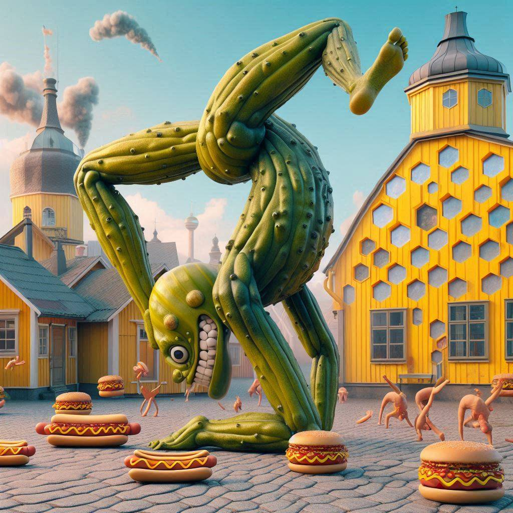 CACTUS DOING YOGA WITH HOT DOGS