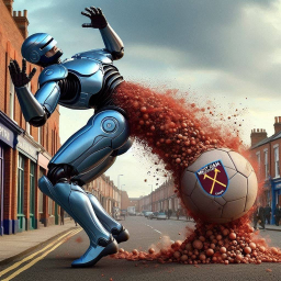 ROBOT SHITTING SOIL ON A SOCCER BALL