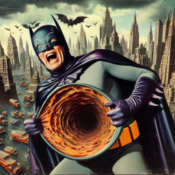 BATMAN TEARING OPEN THE CITY'S GUTS