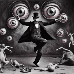 MAN DANCING WITH EYES RIPPING OUT OF HEADS