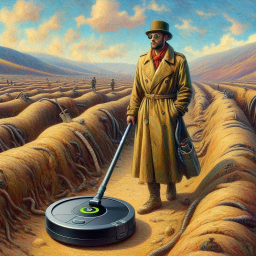 ROBOT SUCKING DIRT FROM HUMAN GRAVES