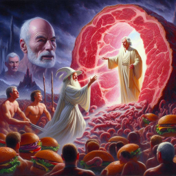 GODS SERVING MEAT ON A BLOODY PLATTER