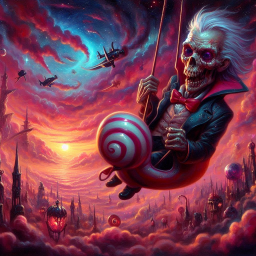 SKELETON SWINGING THROUGH CANDY-COATED NIGHTMARES