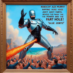 ROBOCOP BLASTING FARTS ON CHEERING MORTALS