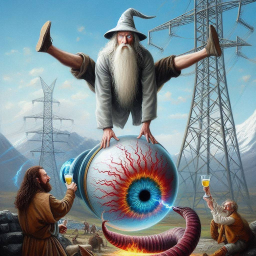 WIZARD BALANCING EYE BALLS ON A WORM'S BACK