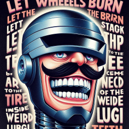 ROBOT SMILING WITH TEETH LIKE A GRAVEYARD