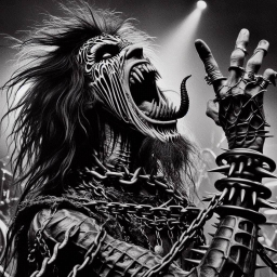 MONSTER SCREAMING WITH A THROAT FULL OF CHAINS