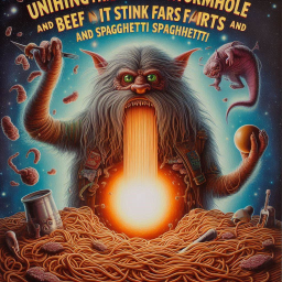 MONSTER SHITTING SPAGHETTI INTO A BLACK HOLE