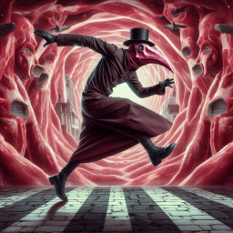 MAN IN A MEAT TUNNEL RUNNING FROM HIS SOUL