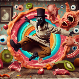 MEAT MONSTER SWALLOWING COLORFUL CHAOS WHOLE