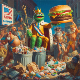 GARBAGE KINGDOM WITH A BURGER THRONE