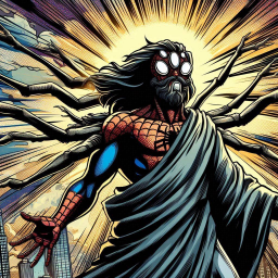 SPIDER-GOD SHOVING WEBBED FINGERS INTO THE SUN