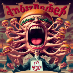 HAMBURGERS TEARING APART A MAN'S SOUL