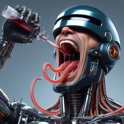 ROBOTIC MOUTH GULPING GUTS AND BLOOD