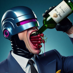 ROBOT GULPING CHERRIES LIKE A THIRSTY WHORE