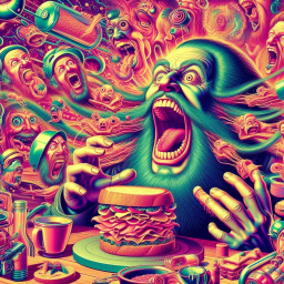 BEARDY MAN SCREAMING AT A SANDWICH OF DOOM